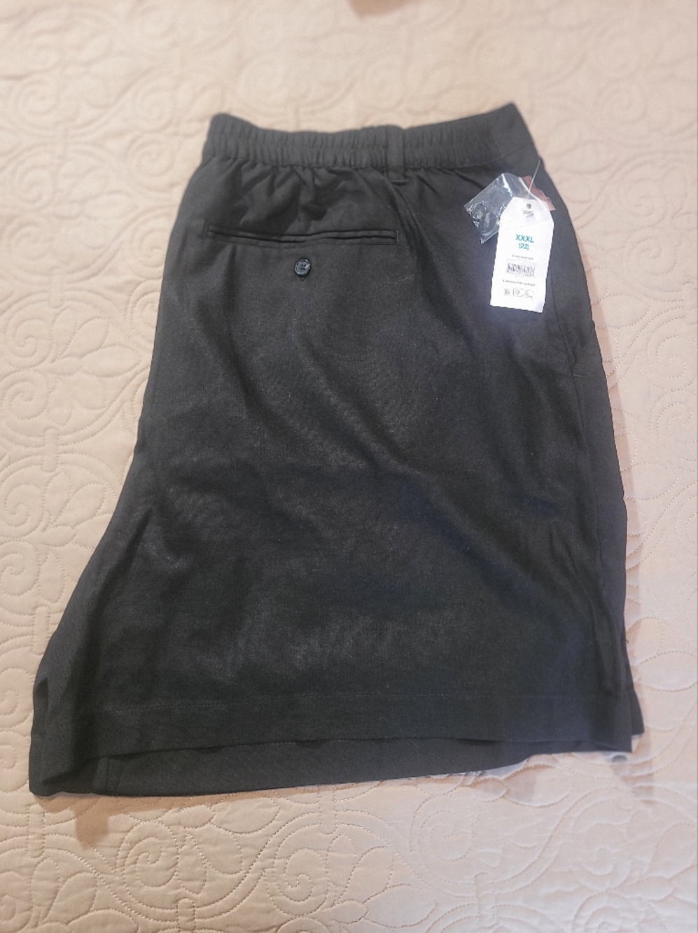 NWT Time and Tru Plus Size 3XL Black Linen/Rayon Blend Shorts with Elastic Waist